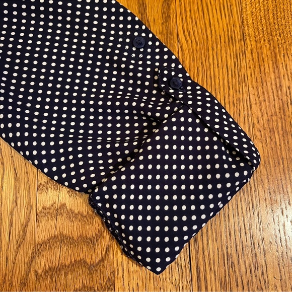 Express Portofino Slim Fit Navy Polka Dot Shirt - Picture 7 of 10
